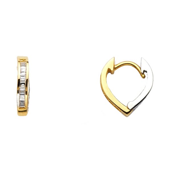 14K 2T CZ Huggies Earrings