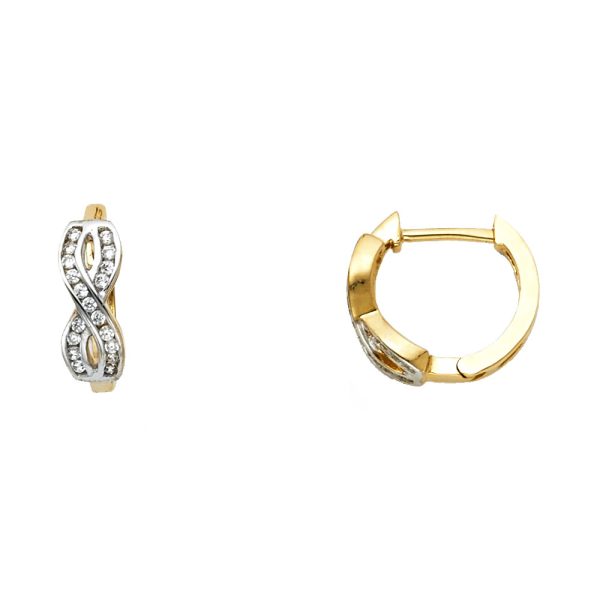 14K 2T CZ Huggies Earrings