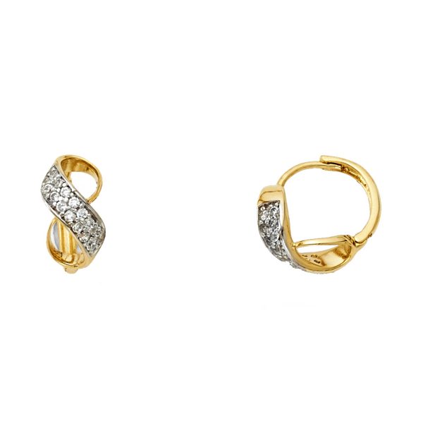 14K 2T CZ Huggies Earrings