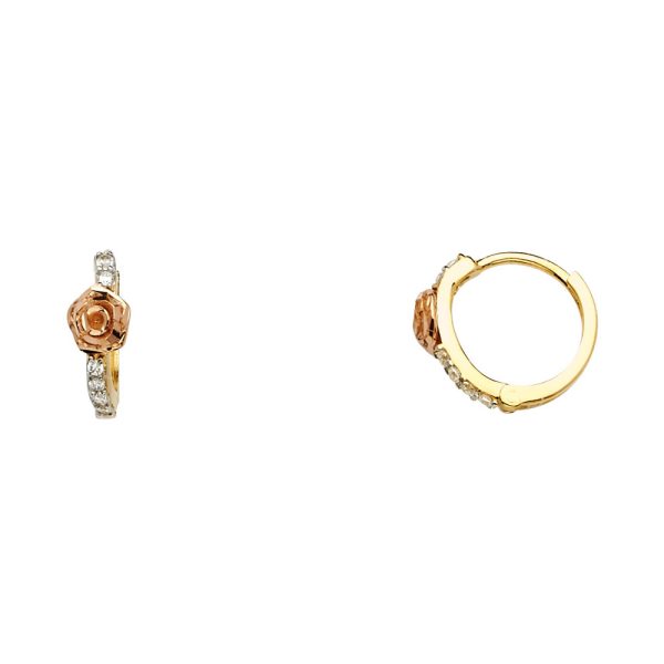 14K 2T CZ Huggies Earrings