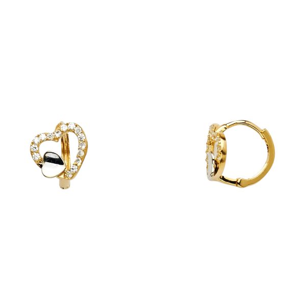 14K 2T CZ Huggies Earrings