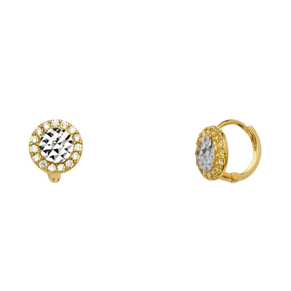 14K 2T CZ Huggies Earrings