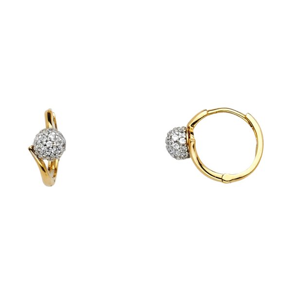 14K 2T CZ Huggies Earrings