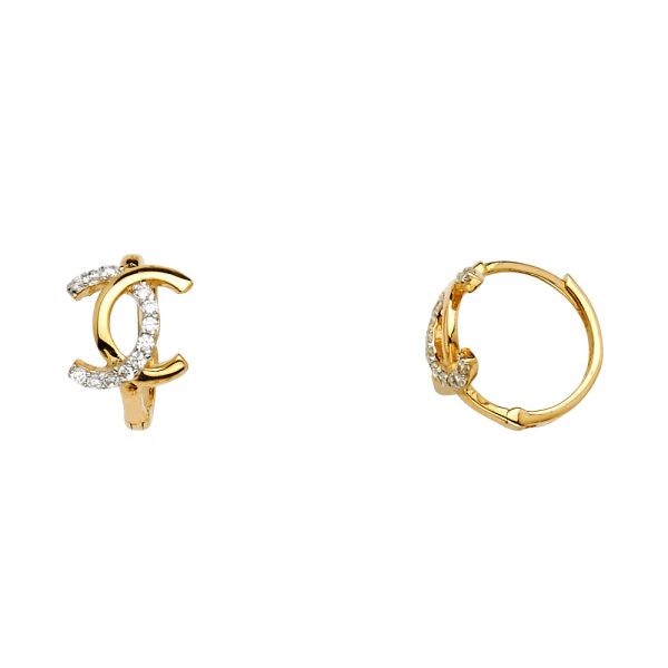 14K 2T CZ Huggies Earrings