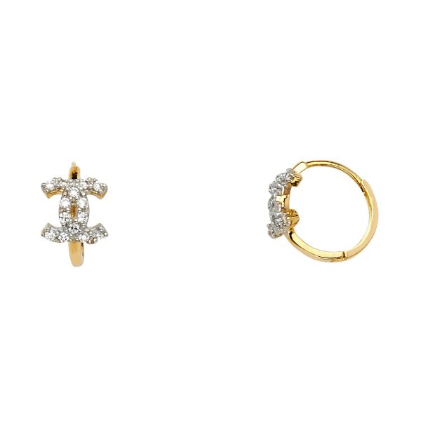 14K 2T CZ Huggies Earrings