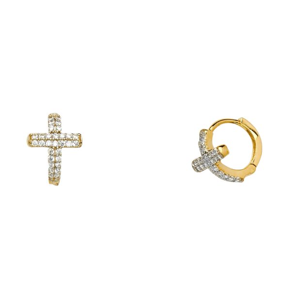 14K 2T CZ Huggies Earrings