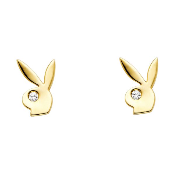 14KY CZ Rabbit Post Earrings