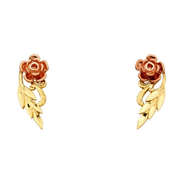 14K 2T Small Flower Post Earrings