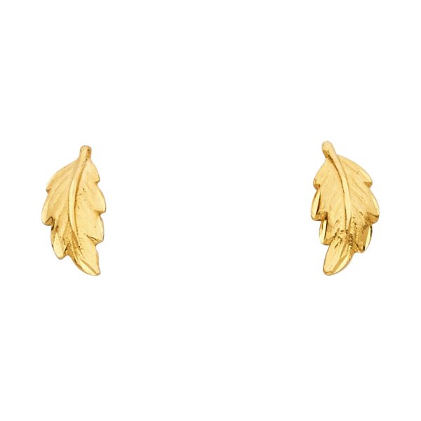 14KY Small Leaf Post Earrings