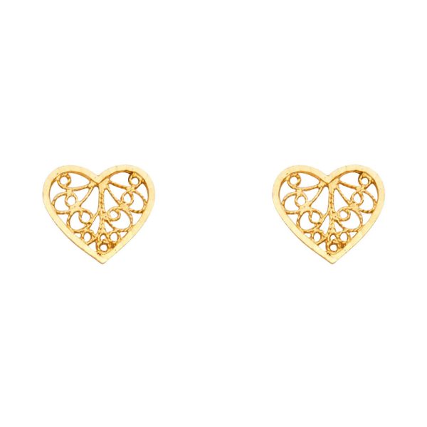 14KY Small Heart Post Earrings