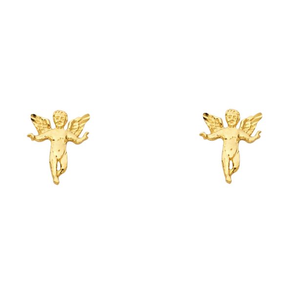 14KY Small Baby Angel Post Earrings