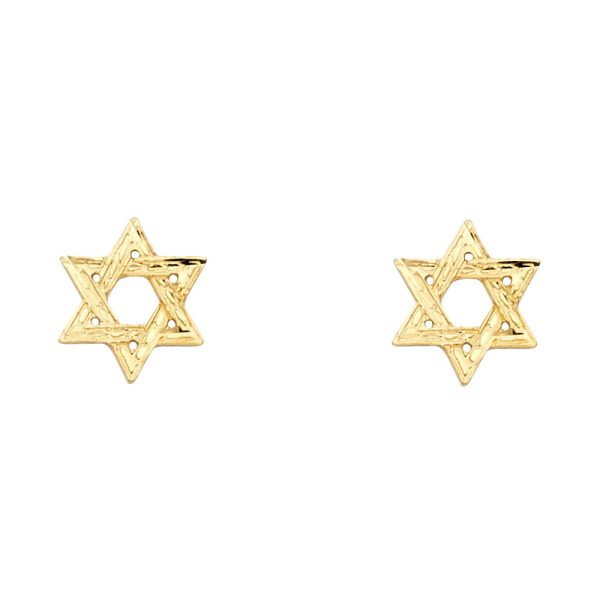 14KY Small Jewish Star Post Earrings