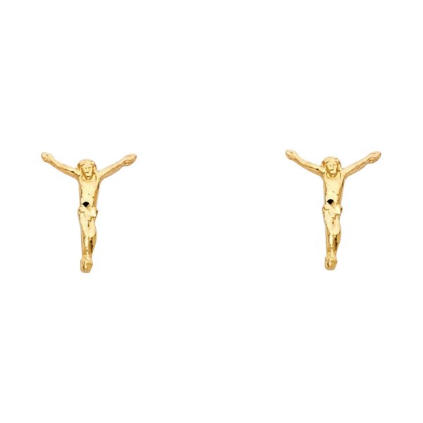 14KY Small Jesus Post Earrings