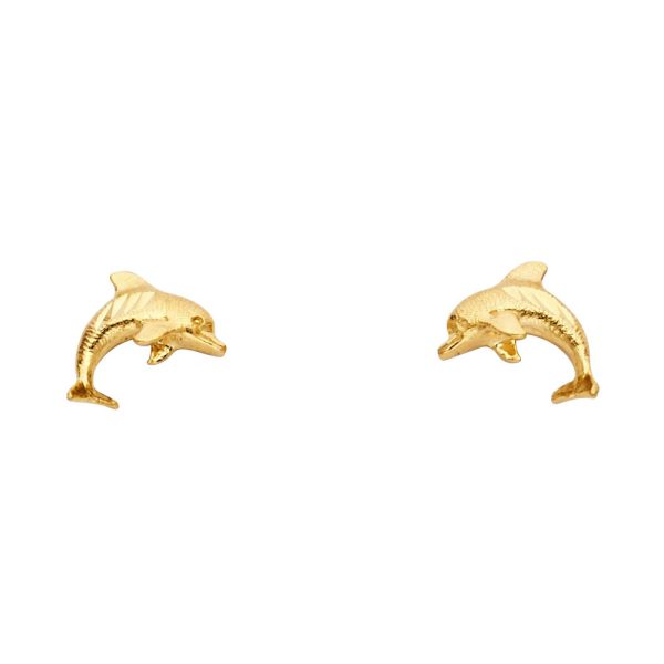 14KY Small Dolphin Post Earrings