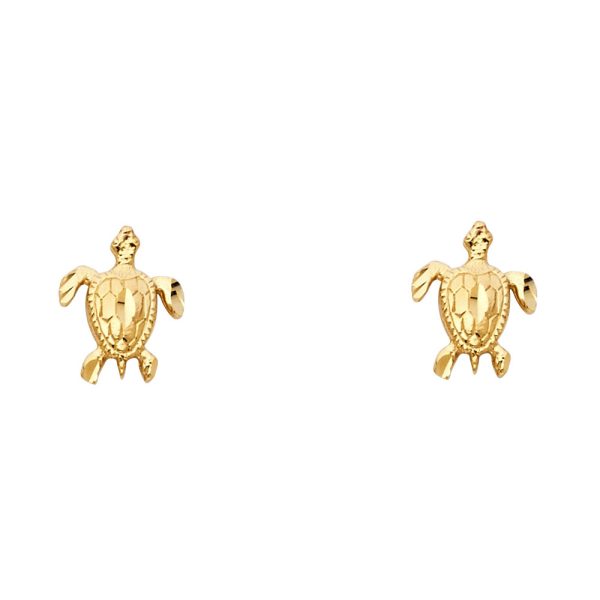 14KY Small Turtle Post Earrings