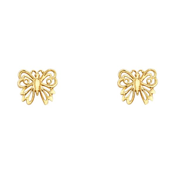 14KY Small Butterfly Post Earrings