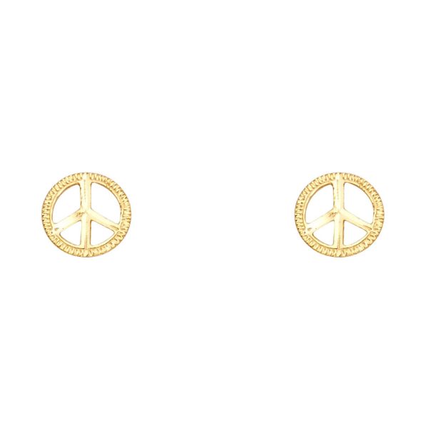 14KY Small Peace Symbol Post Earrings