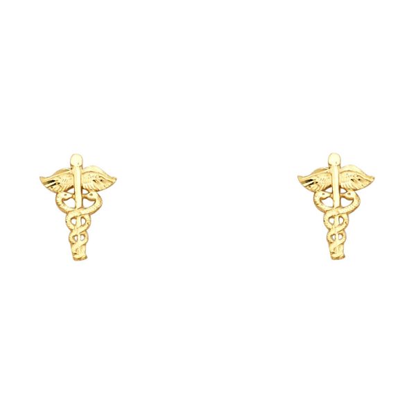 14KY Small Clinic Mark Post Earrings