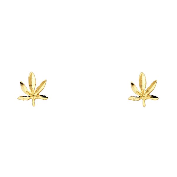 14KY Small Marijuana Post Earrings