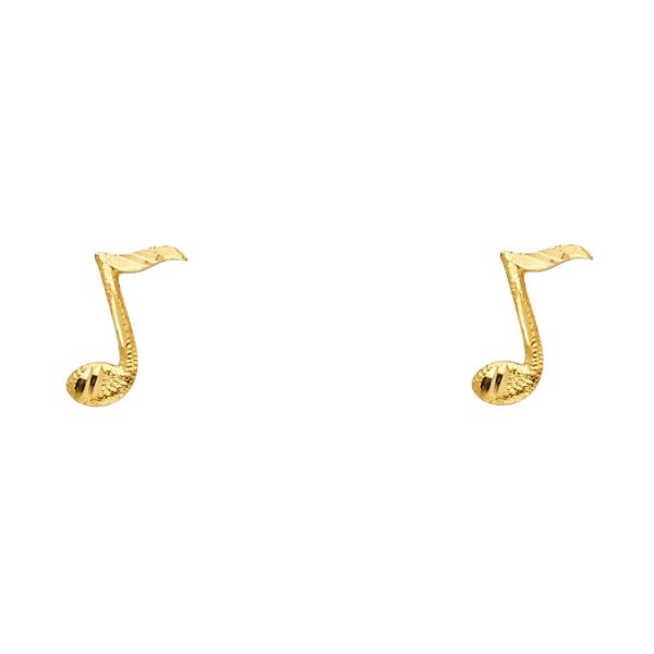 14KY Small Music Note Post Earrings