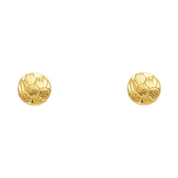 14KY Small Soccer Ball Post Earrings