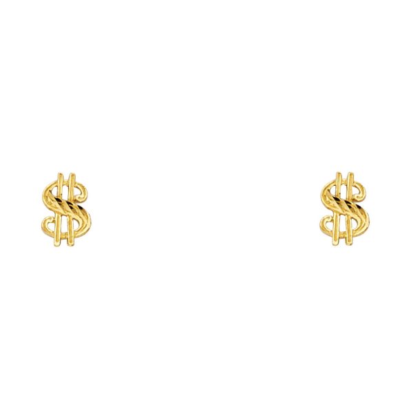 14KY Small $ Symbol Post Earrings