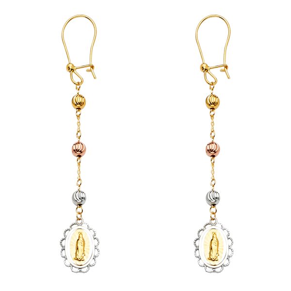 14K 3C Guadalupe Hanging Earrings