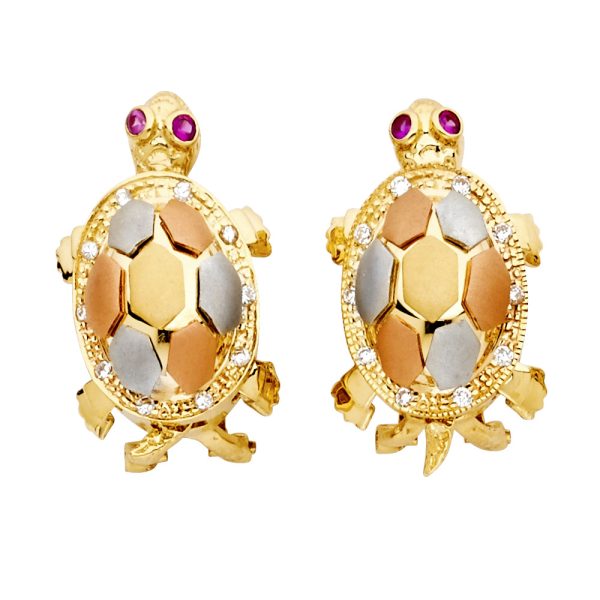 14K 3C Turtle Earrings with Clip Lock