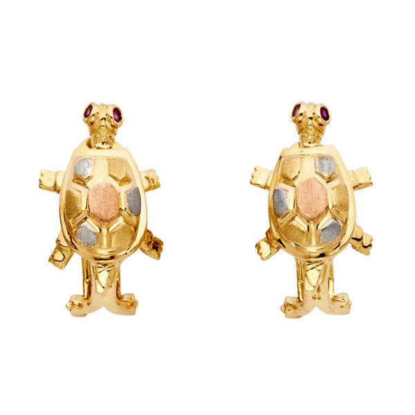 14K 3C Turtle Earrings with Clip Lock