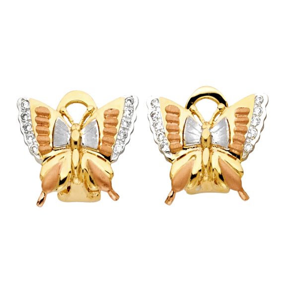 14K 3C Butterfly Earrings with Clip Lock