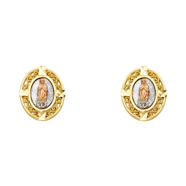 14K 3C Guadalupe Post Earrings