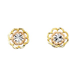 14K 3C Flower Post Earrings