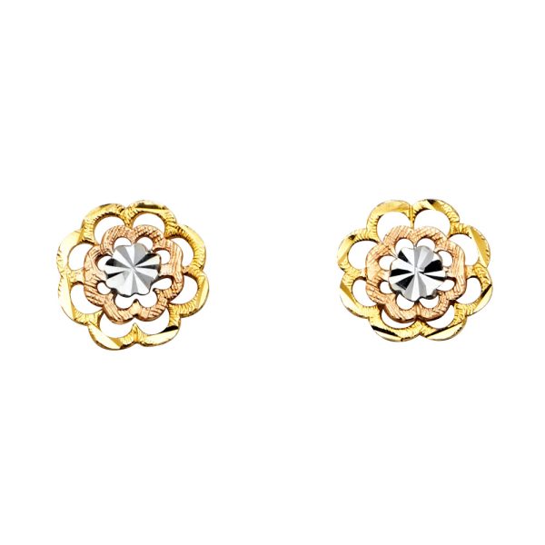 14K 3C Flower Post Earrings