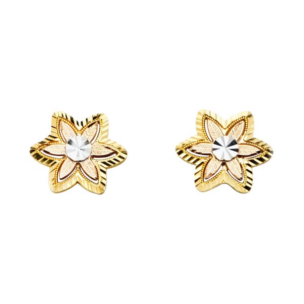 14K 3C Flower Post Earrings