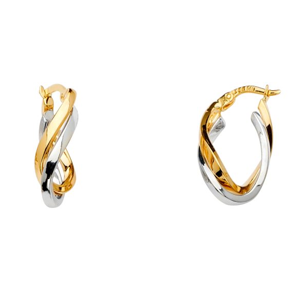 14K 3C 2 Line Twisted Hoop Earrings