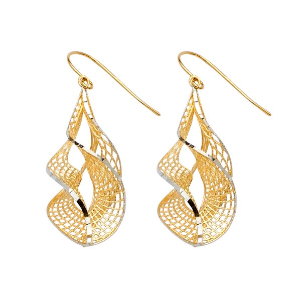 14K 2T Fancy Dangling Earrings