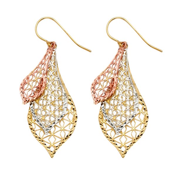 14K 3C Fancy Dangling Earrings