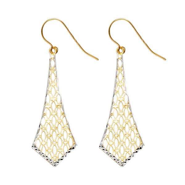 14K 2T Fancy Dangling Earrings