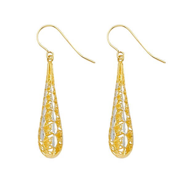 14K 2T Filigree Tear Drop Earrings