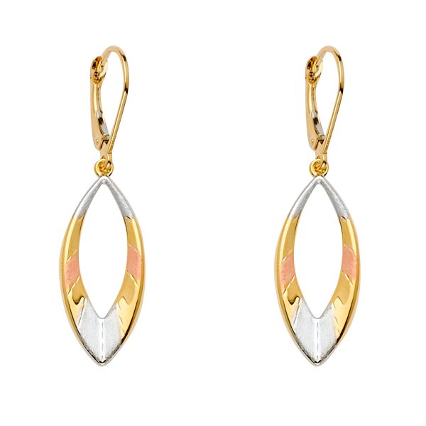 14K 3C Oval Dangling Earrings