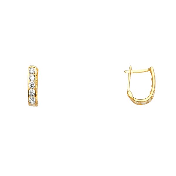 14KY CZ Channel Huggies Earrings