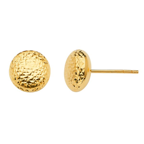 14KY DC Flat Round Ball Earrings with Push Back