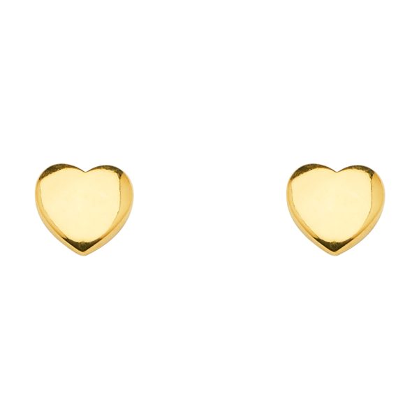 14KY Plain Heart Earrings with Push Back