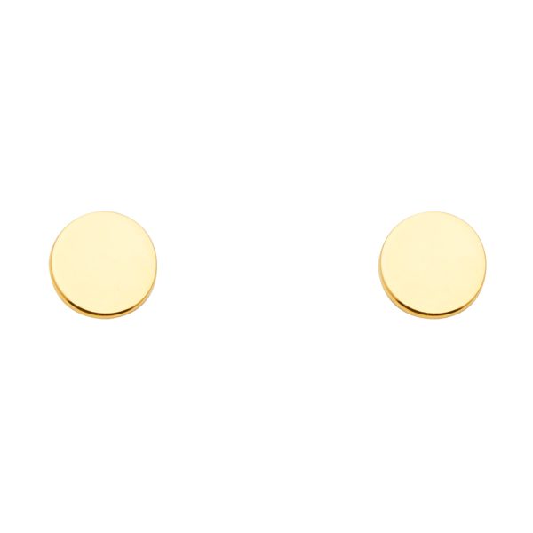 14KY Plain Circle Earrings with Push Back