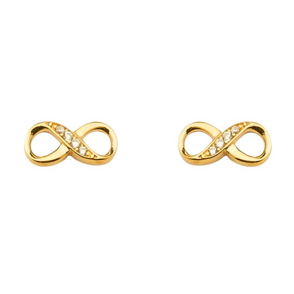 14KY CZ Infinity Earrings with Push Back