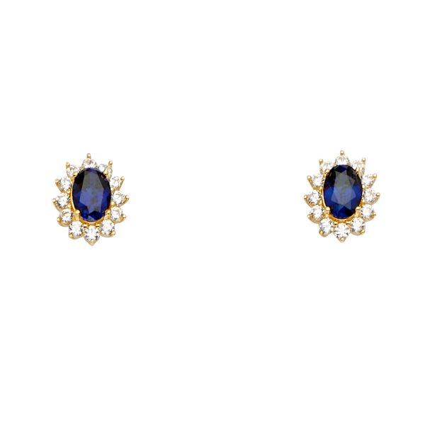 14KY Blue CZ Earrings/Set