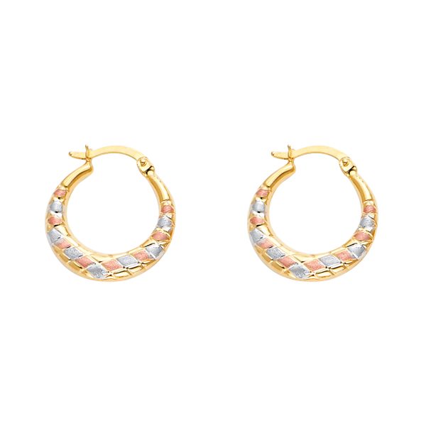 14K 3C Double Face X Design Hollow Earrings