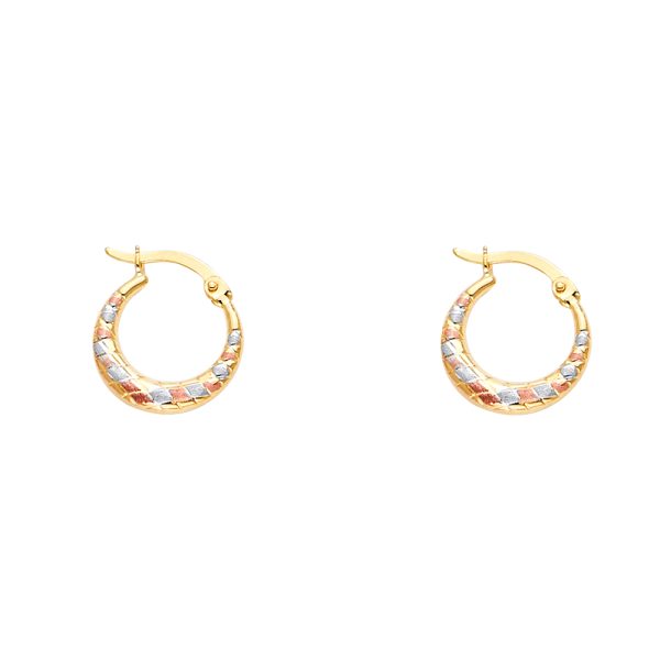 14K 3C Double Face X Design Hollow Earrings