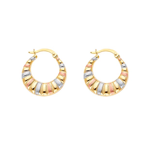 14K 3C Double Face Designed Hollow Earrings