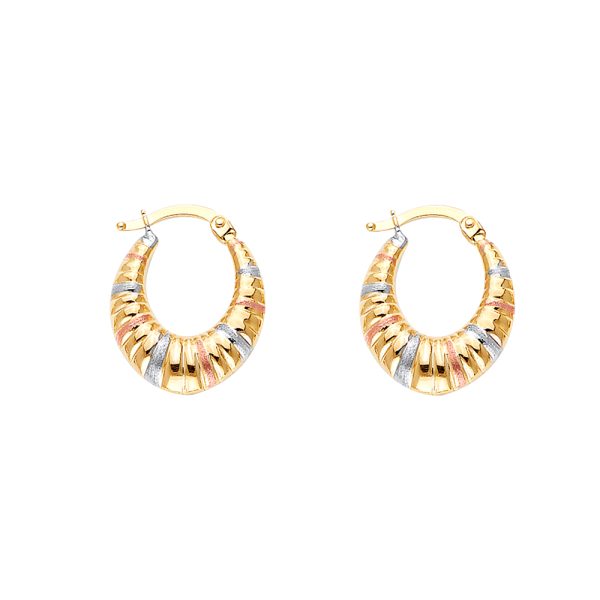 14K 3C Double Face Designed Hollow Earrings